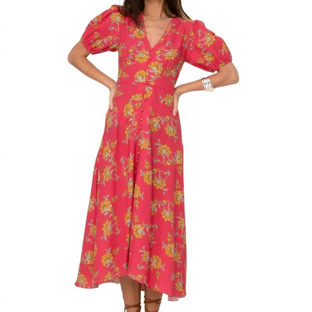 NEW SONMER v-neck poppy dress in coral